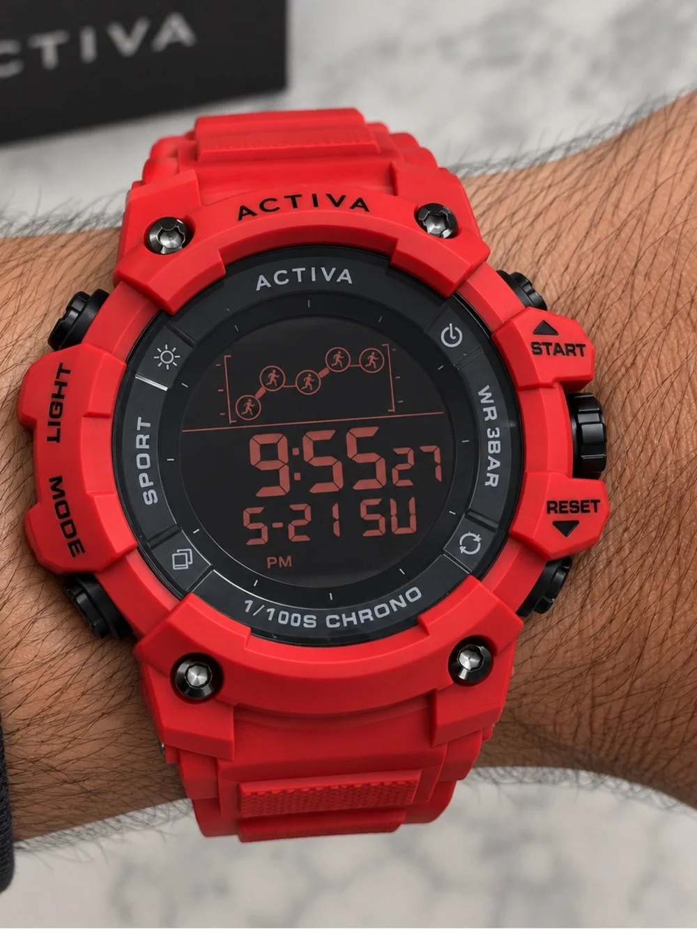 ACTIVA Invicta Men’s Red Digital Sport Chronograph 3 BAR Water Resistant watch